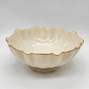 Lenox Symphony Candy Dish Sculpted Bowl Gold Trim Made in USA